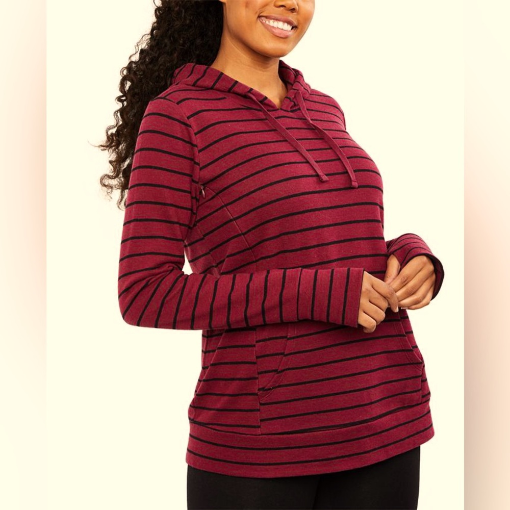 Motherhood Maternity Nursing Side Zip Hoodie Pullover Sweatshirt with Pocket